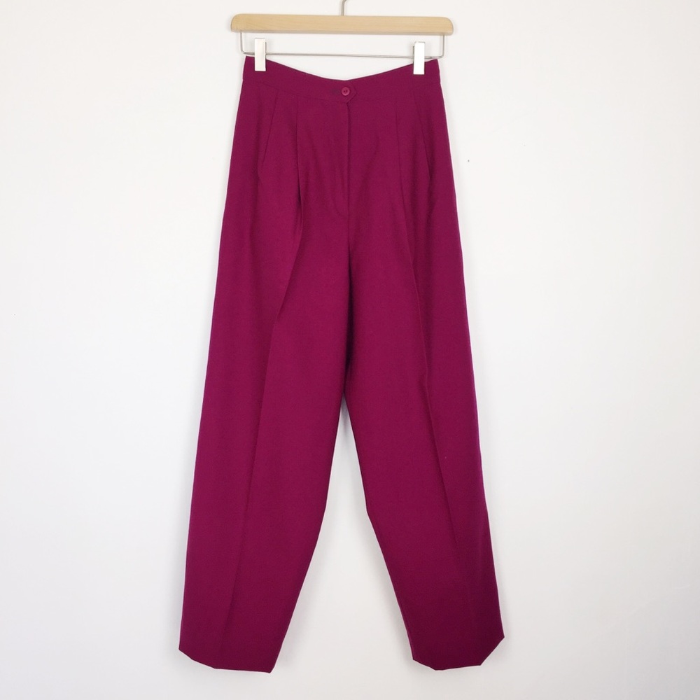 Vintage super high waisted pleated wool pants pink